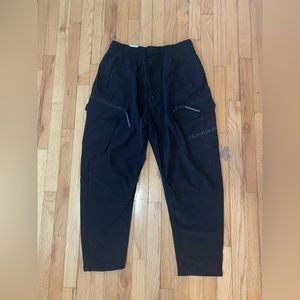 Calvin Klein Loose Cargo Pants tie waist Black NWT